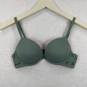 PINK Victoria's Secret Love Pink Push Up Bra Green‎ 32A Adjustable Straps